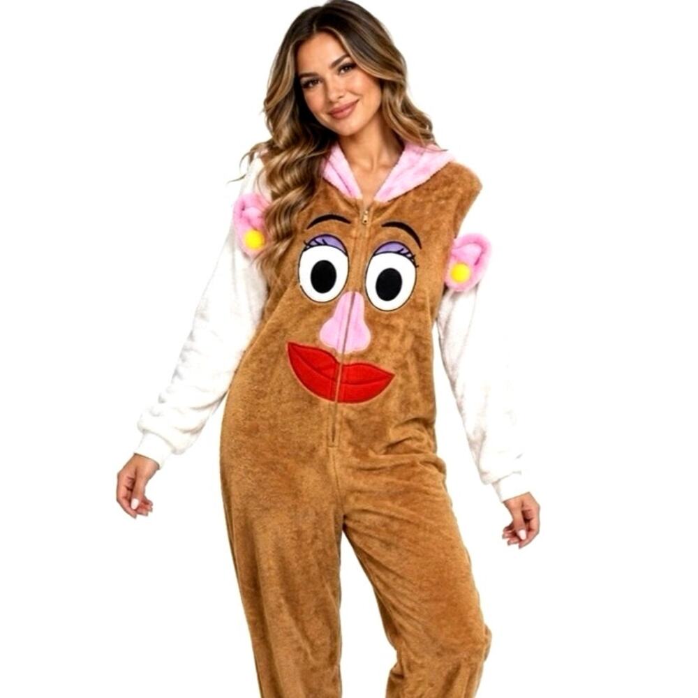 Mrs. Potato Head Jumpsuit Pajama One Piece Union Suit Sleeper Costume - ADULT M